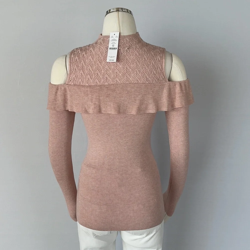 NWT WHBM Cold Shoulder Mock Neck Sweater XS - Picture 11 of 16